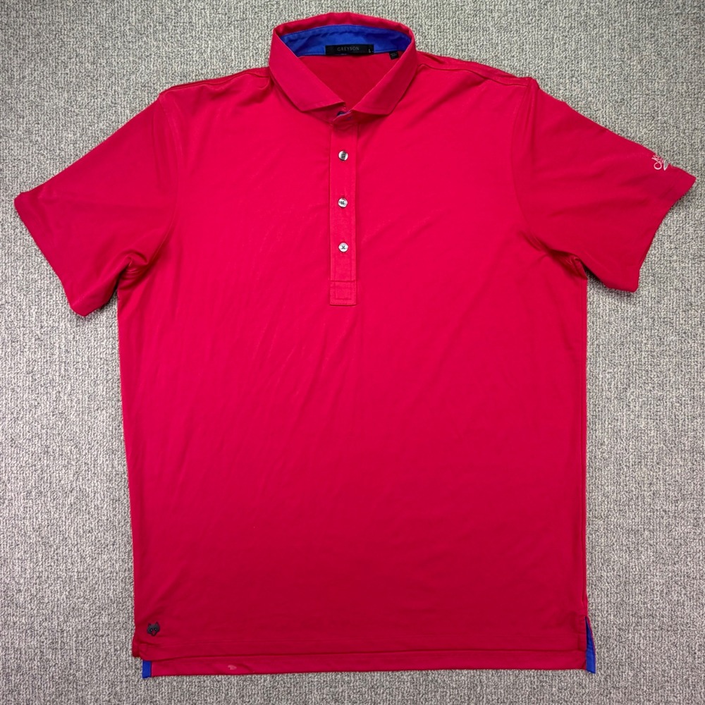 Greyson Karsten Creek Golf Polo Shirt Mens Large Red Short Sleeve Performance